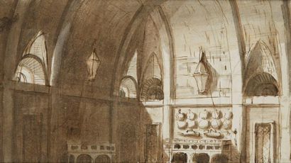 null Gaspare GALLIARI (1761-1823)

Projet de décor d'opéra : intérieur d'une cuisine

Lavis...