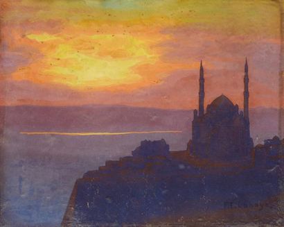 null François LAHAYE (XIX-XX)

Paysage à la mosquée

Aquarelle, signée en bas à droite.

20.5...