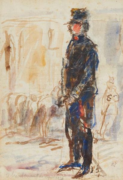 null René THOMSEN (1897-1976)

Le lieutenant dans les écuries

Aquarelle et encre...