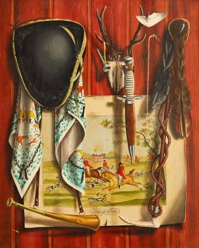 null Lucien MATHELIN (1905-1981)

Trophée de chasse, trompe l'oeil

Huile sur toile,...