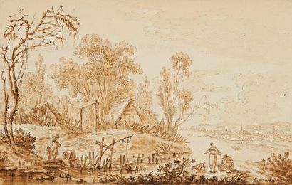 null F.WAIROTTE (actif au XVIIIème siècle)

Paysage fluvial animé

Plume et encre...