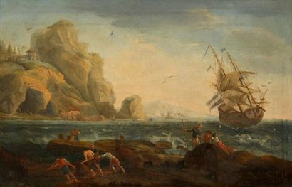 null D'après Joseph VERNET (1714-1789)

Naufrage près des côtes animé de personnages

Huile...