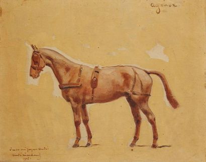 null André MARCHAND (1907-1997)

Agénor, cheval sellé

Huile sur panneau, signée,...