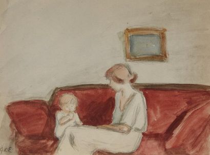 null Georges d’ESPAGNAT (1870-1950)

Mère et son enfant dans un canapé

Aquarelle...