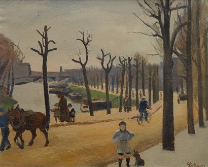 null Robert LOTIRON (1886-1966)

Promenade au bord du canal en hiver

Huile sur toile...