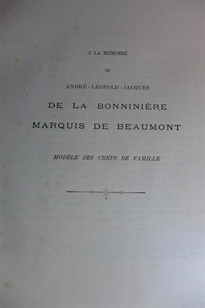 null BEAUMONT (Comte Charles de) : La Maison Bonnin de la Bonninière de Beaumont....