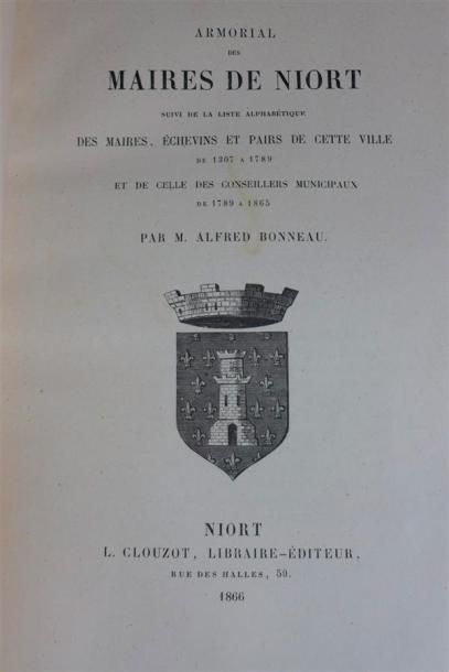 null BONNEAU : Armorial des Maires de Niort, 1866 ; in-8° demi velin.