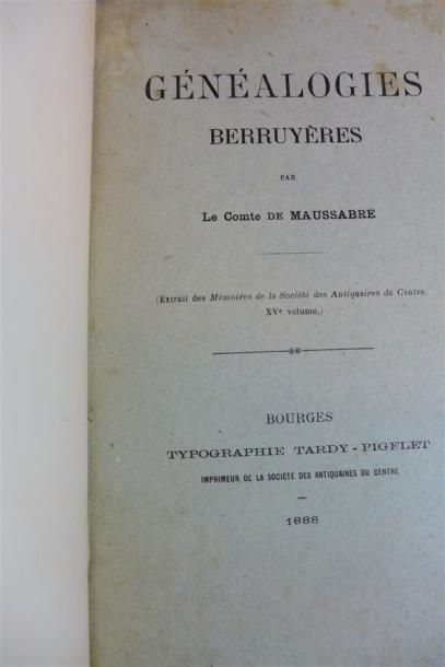 null MAUSSABRE (cte) : Généalogies berruyères. Bourge, 1888 ; in-8° demi perc.