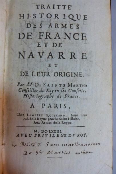 null SAINTE-MARTHE : Traite Historique des Armes de France et de Navarre et de leur...