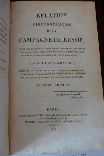 null - LABAUME : Relation circonstanciée de la campagne de Russie. Paris, Panckoucke,1814...