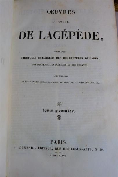 null LACEPEDE : Oeuvres. Paris, Duménil 1836, 3 vol. in-8° demi basane verte orn...