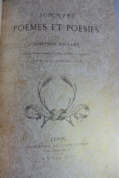 null SOULARY : Sonnets, Poèmes et Poésies. Lyon, Perrin, 1864 ; in-8° mar. bleu orné...