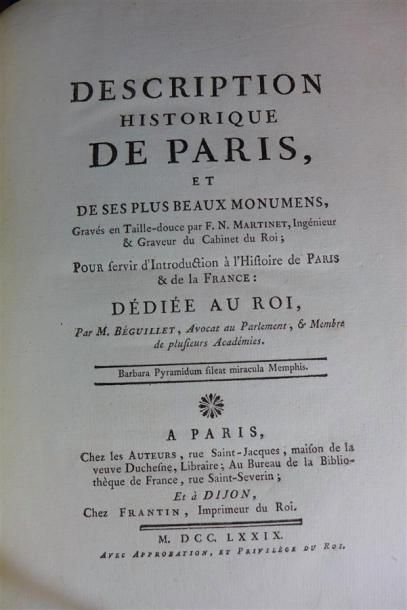 null PARIS. BEGUILLET: Description Historique de Paris. Paris et Dijon, 1779, deux...