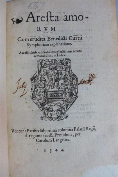 null MARTIAL : Aresta Amorum. Paris, C. Langelier, 1544 ; in-8° vélin bradel moderne....