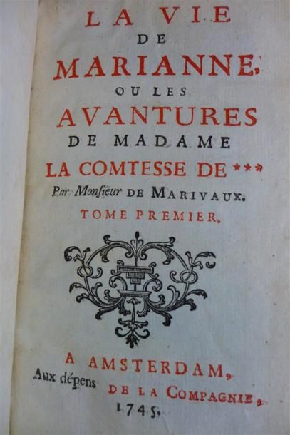 null - MARIVAUX : la vie de Marianne... Amst. 1745 ; 4 tomes en 2 vol. in-12, basane...
