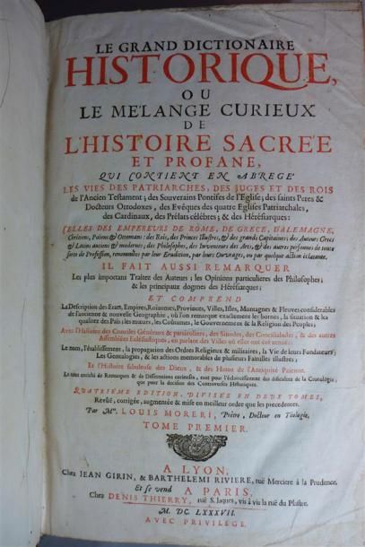 null MORERI : Le Grand Dictionnaire Historique... Lyon et Paris, 4ème éd. 1687. 3...