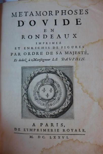 null OVIDE : Métamorphoses. Paris, 1676 ; in-4°, veau brun orné de l'époque. Reliure...