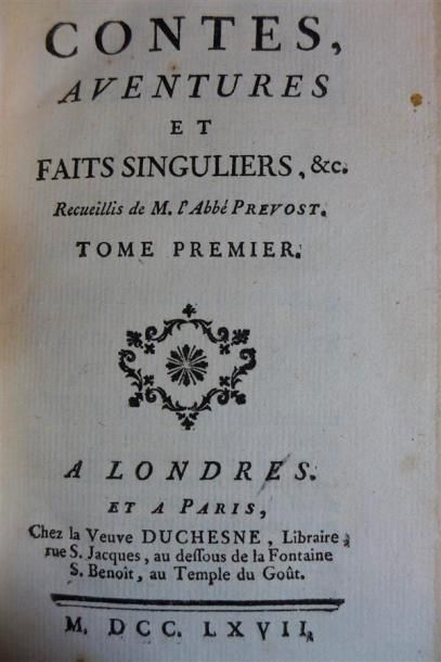 null - PREVOST (l'abbé) : Contes, Aventures et Faits Singuliers. Londres et Paris,...