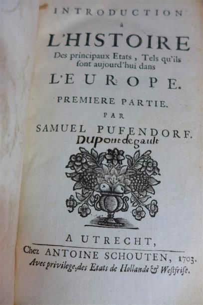 null PUFENDORF : L'introduction à l'Hist. des principaux états de l'Europe. Utrecht,...