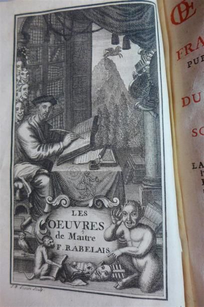 null - RABELAIS : Oeuvres. S.l.n.e, 1732 ; 6 vol. in-12, veau blond marbré, dos à...