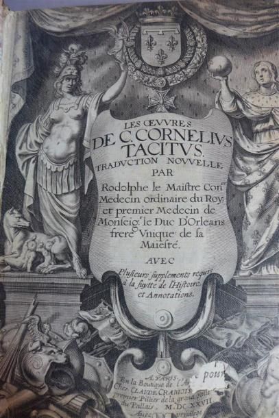 null RELIURE. TACITE : Oeuvres. Paris, Cl. Cramoisy, 1627 ; in-4° maroquin havane,...