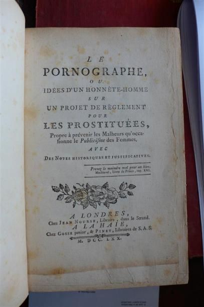 null RETIF DE LA BRETONNE : Le Pornographe... Londres et La Haye, 1770, in-8°, demi...