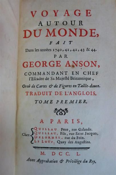 null ANSON (George) : Voyage au tour du monde fait dans les années 1740. Paris, 1750...