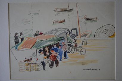 null Philippe DAUCHEZ (1900 - 1984)

[BRETAGNE] Quai animé

Crayon et aquarelle

25,3...