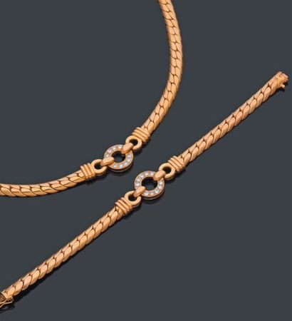 null PARURE comprenant un collier et un bracelet articulés en or jaune 18 k (750...