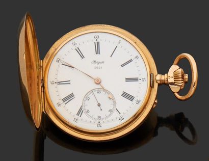 null BREGUET MONTRE DE GOUSSET en or jaune 18 k (750 millièmes) à décor feuillagé,...