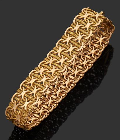 null BRACELET souple en or jaune 18 k (750 millièmes) à motifs alternés.
Poids brut:...