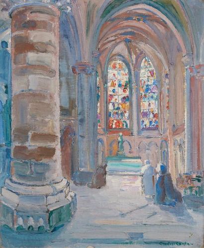 Charles CANTE (1903-1981) Intérieur d'une église
Huile sur panneau, signée en bas...