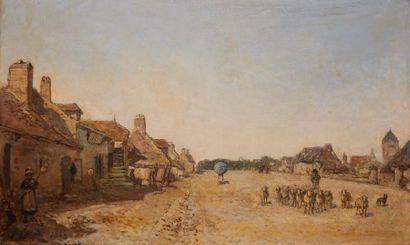 null Joséphine FESSER (1819-1891)

Paysans et ses moutons dans un village

Huile...