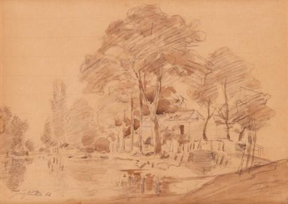 null Johan-Barthold JONGKIND (1819-1891)

Bord de rivière

Crayon et lavis, cachet...