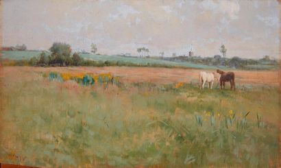 null William Heath WILSON (1849-1927)

Chevaux dans une prairie

Huile sur panneau,...