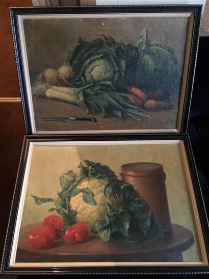 null Ecole du XIXe siècle

Deux natures mortes de fruits et légumes

Huiles sur toiles

Portant...