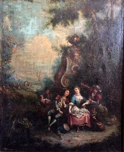 null Ecole française du XVIIIe siècle

Scène galante dans un parc

Huile sur toile...