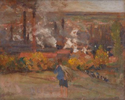 null Jules ADLER (1865-1952)

Paysage animé aux cheminées d'usine

Huile sur carton...