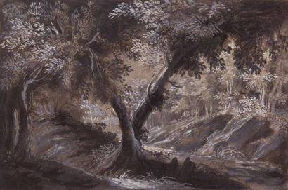 null Attribué à Gaspard VANVITELLI (1653-1736)

Paysage de sous bois

Gouache

22...