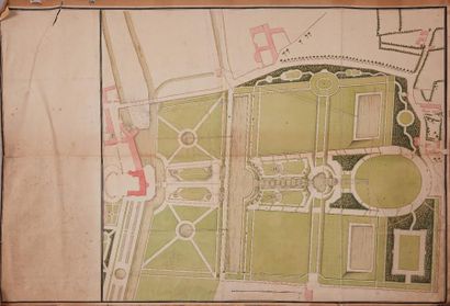 null Ecole française du XVIIIe siècle

Grand plan d'un jardin à la fançaise

Plume,...