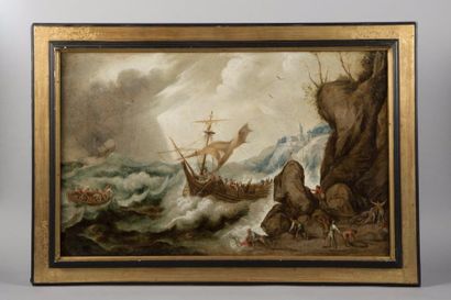 null Ecole HOLLANDAISE du XVIIe siècle

Scène de tempête

Huile sur toile (restaurations).

54...