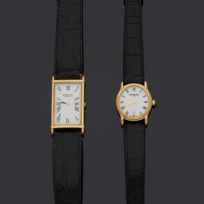 null RAYMOND WEIL

Deux montres bracelet en plaqué or dont une rectangulaire pour...