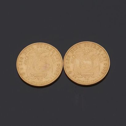 null République d'EQUATEUR

Deux pièces d'or de 10 sucres (1900).

Poids : 16.1 ...