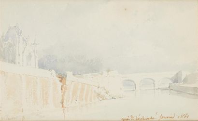 Alexis Nicolas NOEL (1792-1871) Paris, quai de l'archevêché, janvier 1861
Aquarelle...