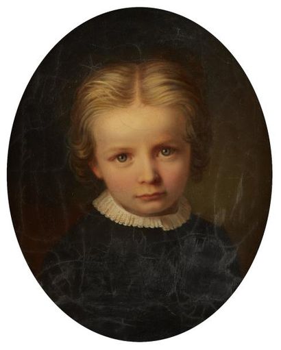 Ecole anglaise vers 1860 Petite fille et son frère en buste
Deux huiles sur toile...