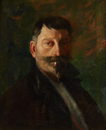 École FRANÇAISE de la fin du XIXe siècle Portrait d'homme à la cigarette
Huile sur...