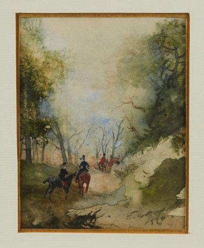Baron Jules FINOT (1826-1906) Scène de chasse à courre
Aquarelle signée et datée...