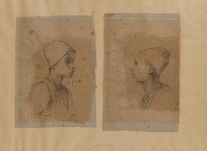 Alexandre BIDA (1813-1895) Jeunes hommes d'Afrique du Nord, études Pierre noire,...