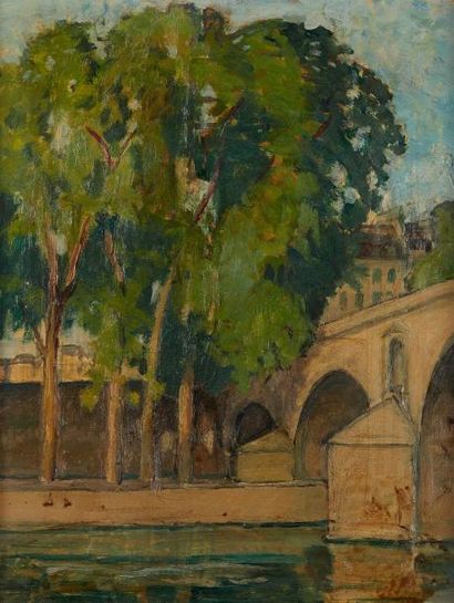 Henri Edmond CROSS (1856-1910) Le Pont-Neuf
Huile sur panneau
35 x 27 cm
Un certificat...