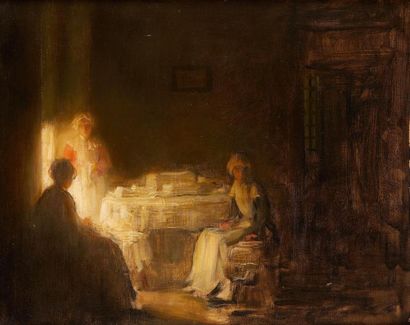 Joseph BAIL (1862-1921) Scène d'intérieur
Huile sur toile 33 x 41 cm
Dans un cadre...